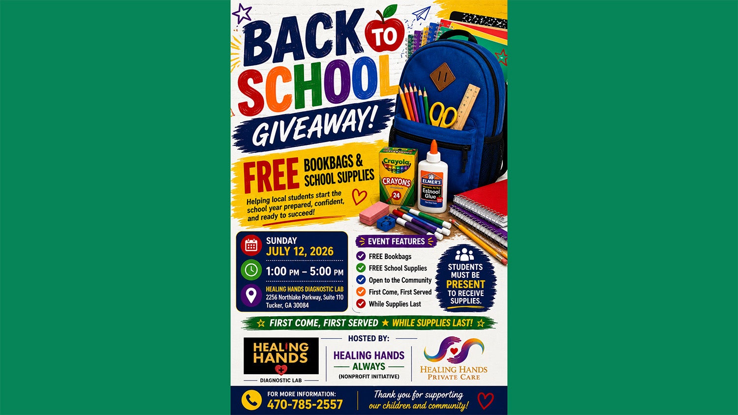 Back-to-School Backpack & School Supply Giveaway